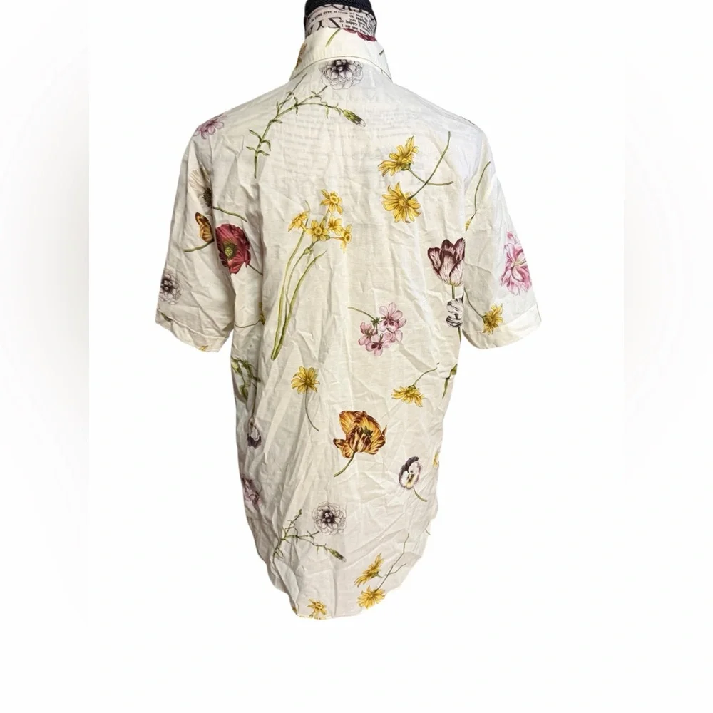Gucci Cream Floral Short-Sleeve Button-Down Shirt